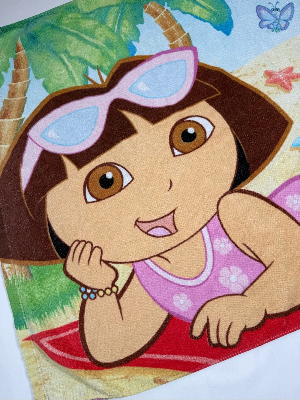 VINTAGE NICKELODEON Dora The Explorer Boots Beach Towel 2007 Nick Jr Pool Bath